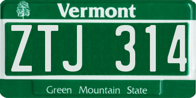 VT license plate ZTJ314