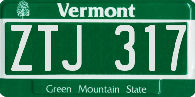 VT license plate ZTJ317