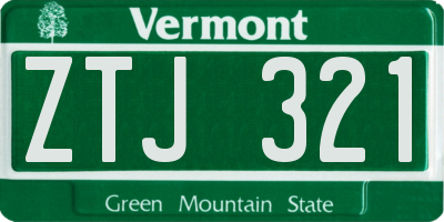 VT license plate ZTJ321