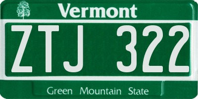 VT license plate ZTJ322