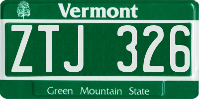 VT license plate ZTJ326