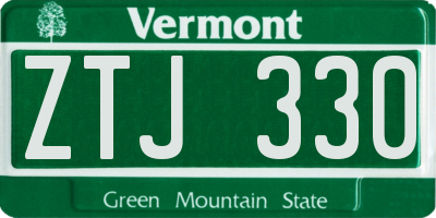 VT license plate ZTJ330