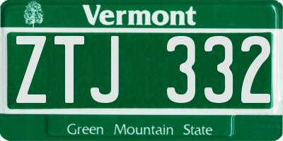 VT license plate ZTJ332