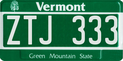VT license plate ZTJ333