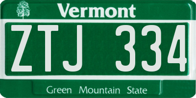 VT license plate ZTJ334