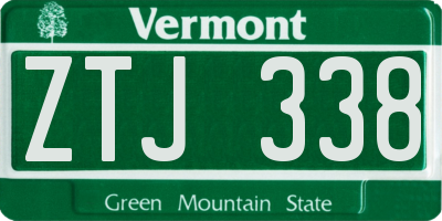 VT license plate ZTJ338