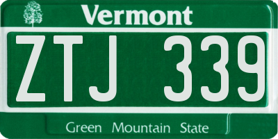 VT license plate ZTJ339