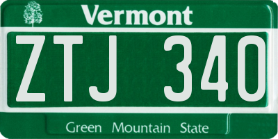 VT license plate ZTJ340