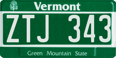 VT license plate ZTJ343