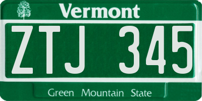 VT license plate ZTJ345