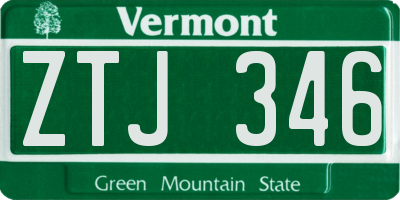 VT license plate ZTJ346