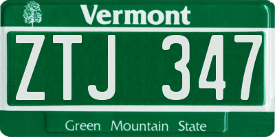 VT license plate ZTJ347