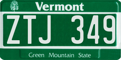 VT license plate ZTJ349