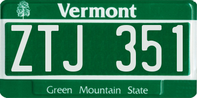 VT license plate ZTJ351