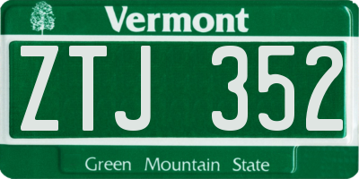 VT license plate ZTJ352