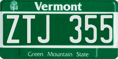 VT license plate ZTJ355