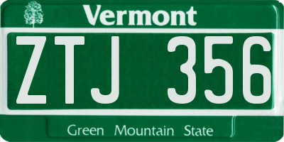 VT license plate ZTJ356