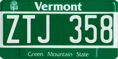 VT license plate ZTJ358