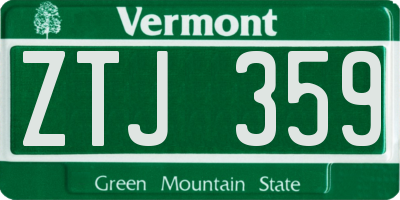 VT license plate ZTJ359