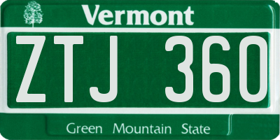 VT license plate ZTJ360