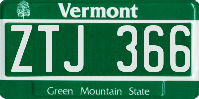 VT license plate ZTJ366