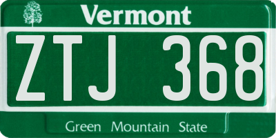 VT license plate ZTJ368