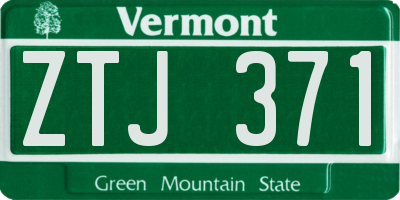 VT license plate ZTJ371