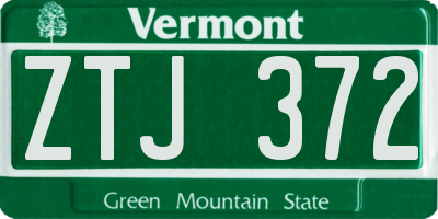 VT license plate ZTJ372