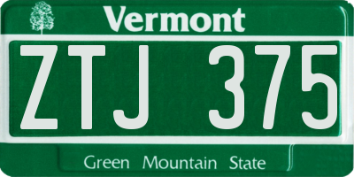 VT license plate ZTJ375