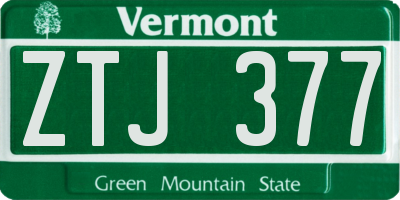 VT license plate ZTJ377