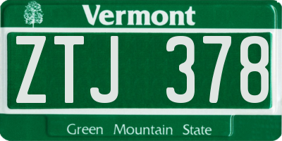 VT license plate ZTJ378