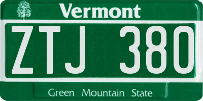 VT license plate ZTJ380