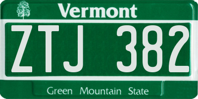 VT license plate ZTJ382