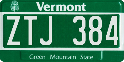 VT license plate ZTJ384