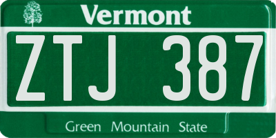 VT license plate ZTJ387