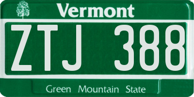 VT license plate ZTJ388