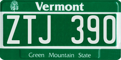 VT license plate ZTJ390