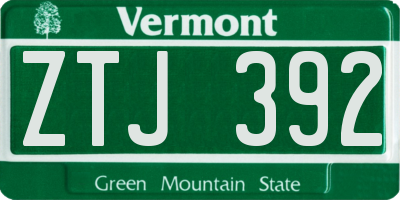 VT license plate ZTJ392