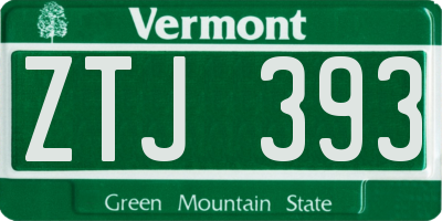 VT license plate ZTJ393