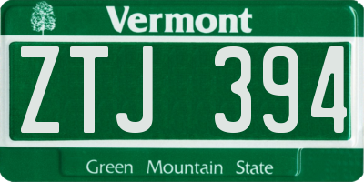 VT license plate ZTJ394