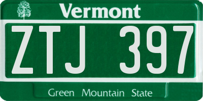 VT license plate ZTJ397