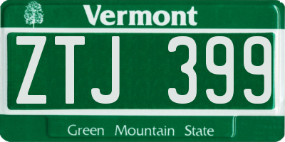 VT license plate ZTJ399