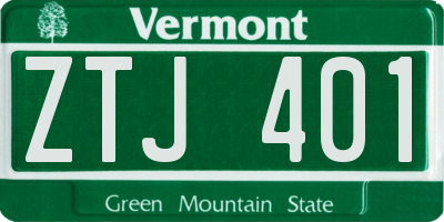 VT license plate ZTJ401