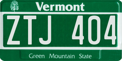 VT license plate ZTJ404