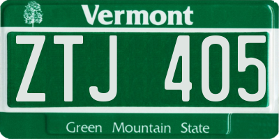 VT license plate ZTJ405