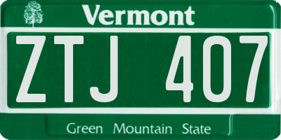 VT license plate ZTJ407