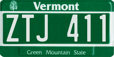 VT license plate ZTJ411