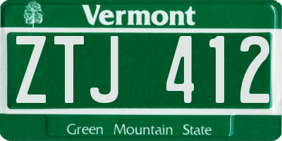 VT license plate ZTJ412