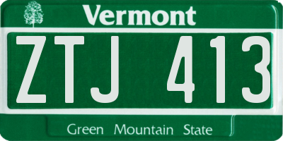 VT license plate ZTJ413