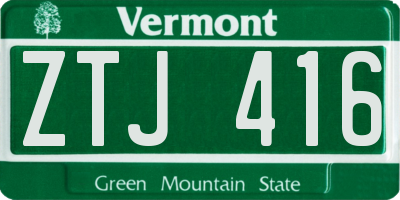 VT license plate ZTJ416